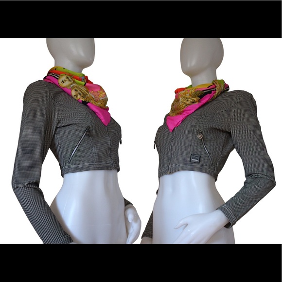 🩶 Vintage '90s Versace Jeans Couture Cropped Zippered Jacket - Picture 2 of 15